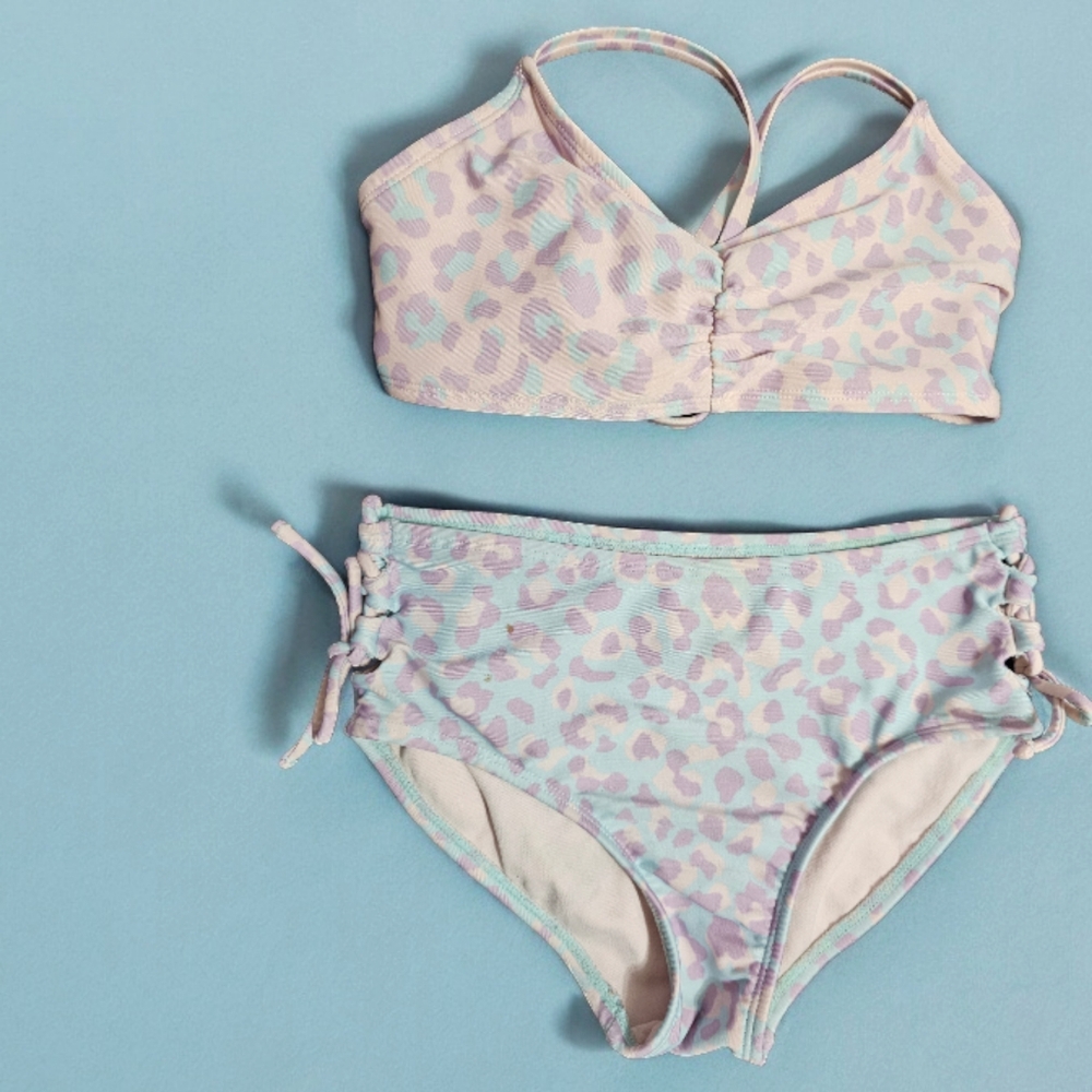 Girls Pastel Cheetah Print Bikini